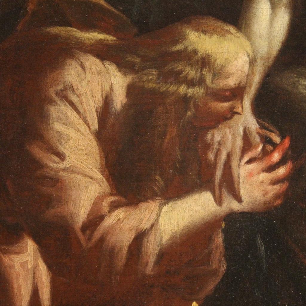 18th Century Oil on Canvas Lamentation over the Dead Christ Italian Painting  5
