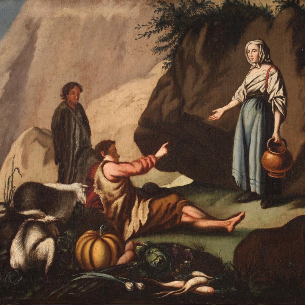 óleo sobre lienzo del siglo XVIII Pintura italiana Paisaje Escena pastoral, 1750 Italian en venta