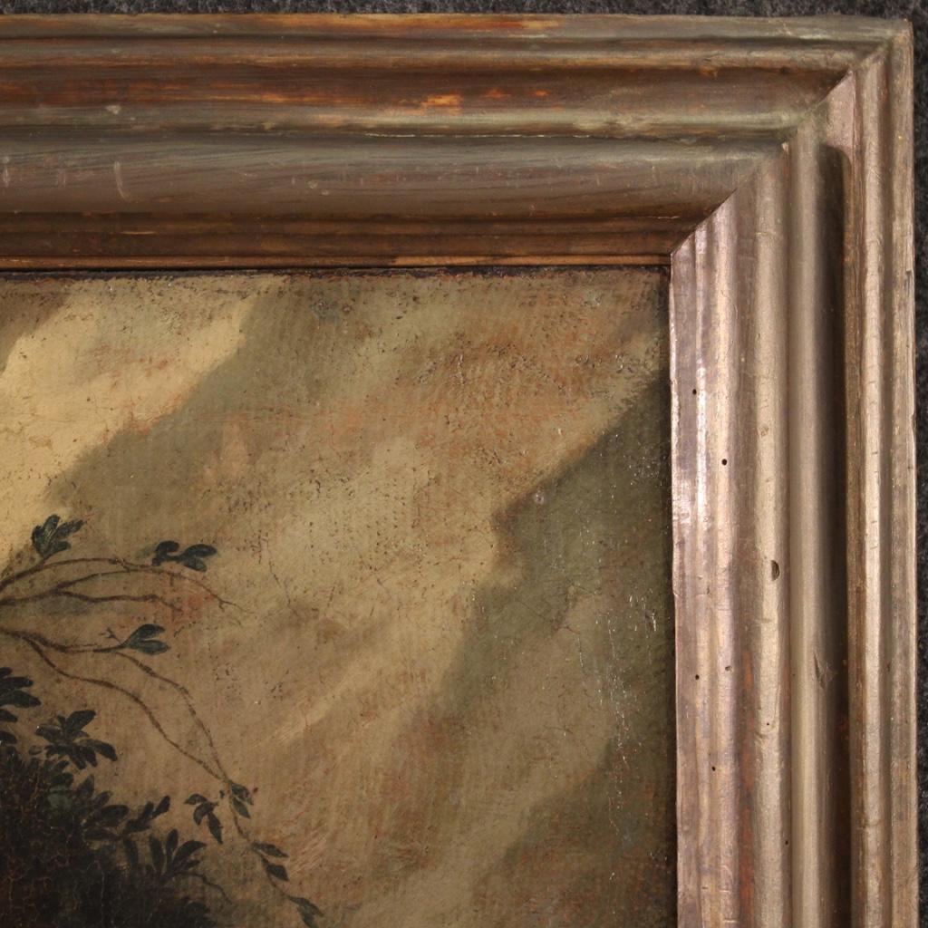 óleo sobre lienzo del siglo XVIII Pintura italiana Paisaje Escena pastoral, 1750 Mid-18th Century en venta