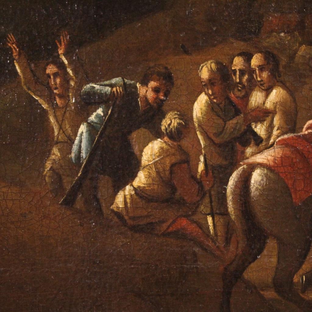 18th Century Oil on Canvas Italian Painting Landscape with Wayfarers, 1750 For Sale 2