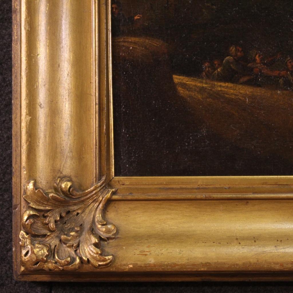 18th Century Oil on Canvas Italian Painting Landscape with Wayfarers, 1750 For Sale 4
