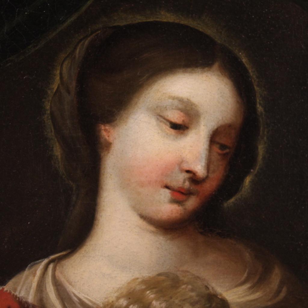 huile sur toile du XVIIIe siècle Peinture italienne Madone à l'enfant et Saint Jean en vente 1