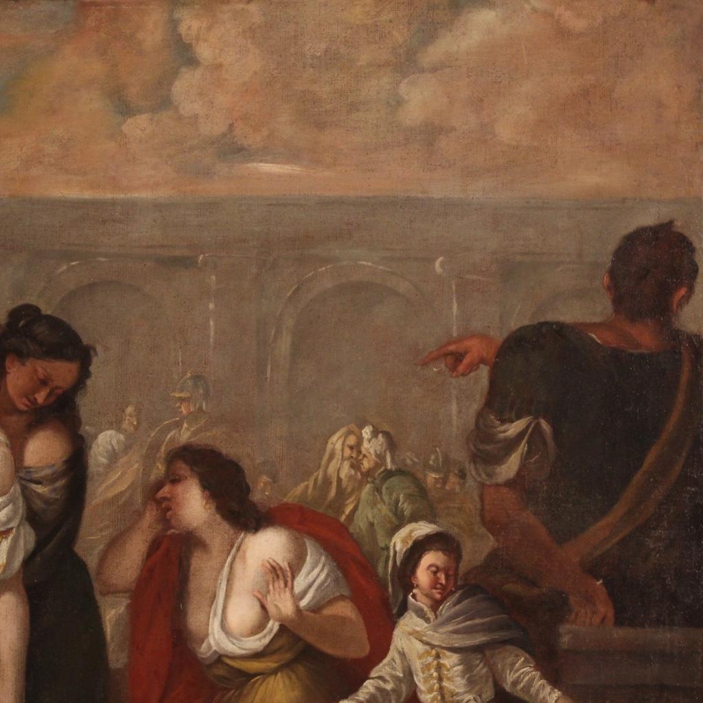 18th Century Oil on Canvas Italian Painting The Death of Poppea, 1780 For Sale 9