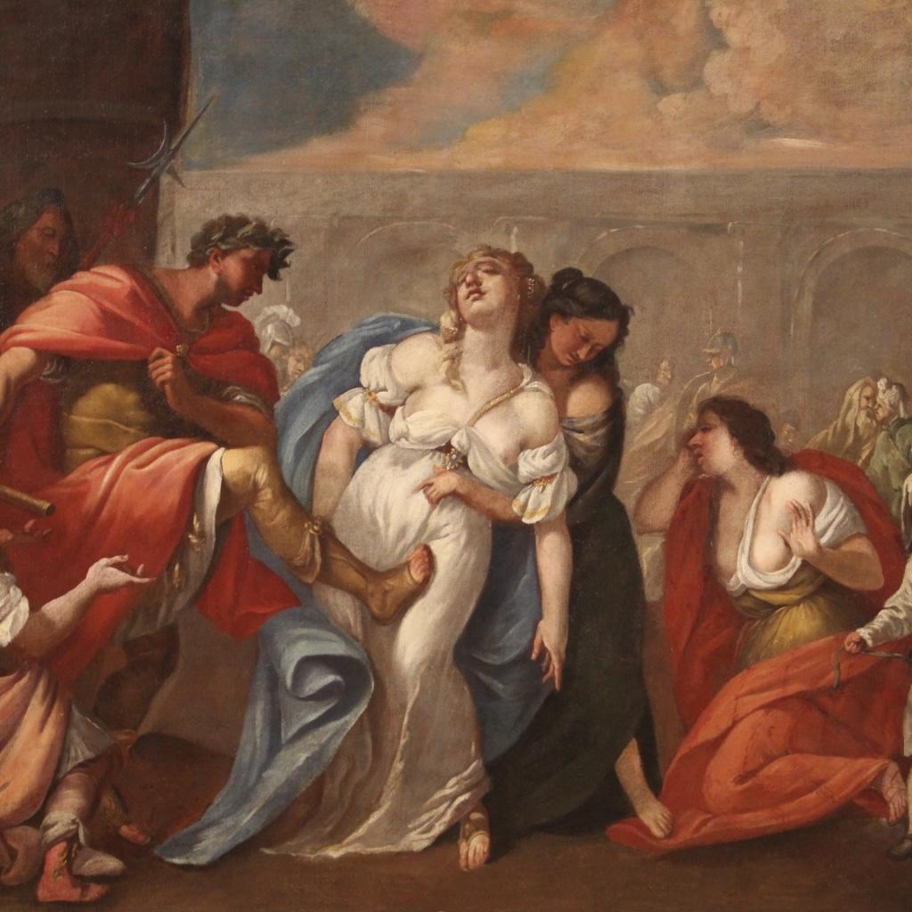 18th Century Oil on Canvas Italian Painting The Death of Poppea, 1780 In Good Condition For Sale In Vicoforte, Piedmont