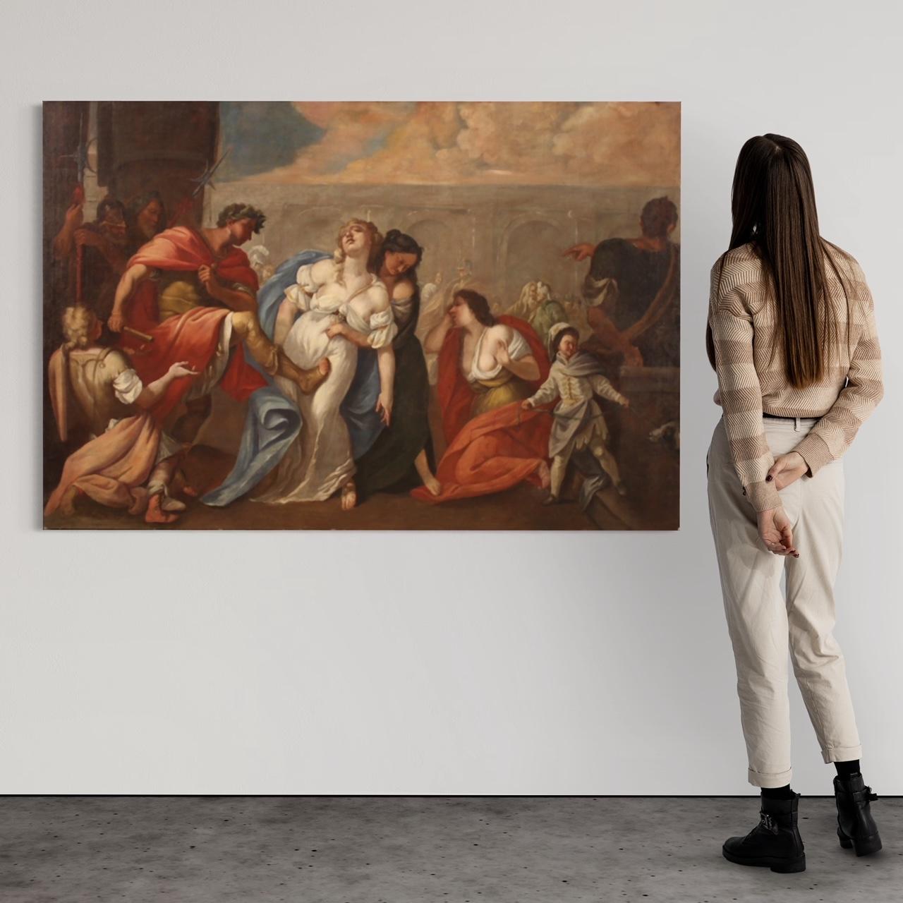 18. Jahrhundert Öl auf Leinwand Italienisches Gemälde Der Tod der Poppea, 1780 im Zustand „Gut“ im Angebot in Vicoforte, Piedmont