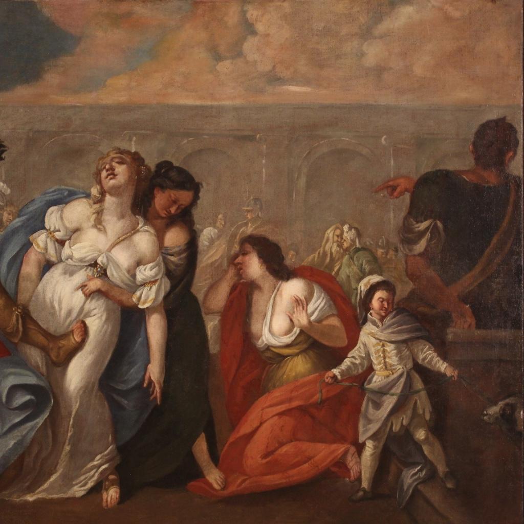 18th Century Oil on Canvas Italian Painting The Death of Poppea, 1780 For Sale 3