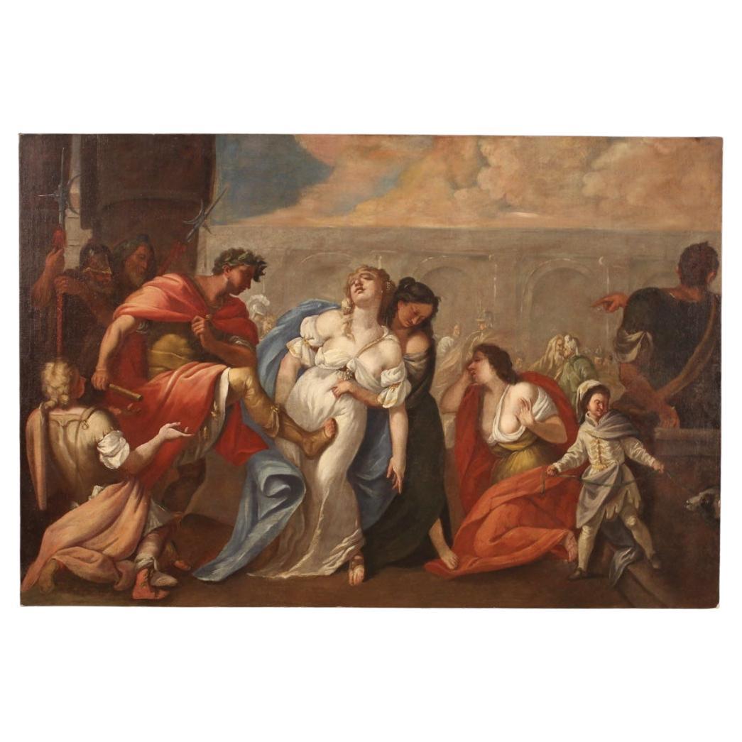 18th Century Oil on Canvas Italian Painting The Death of Poppea, 1780 For Sale