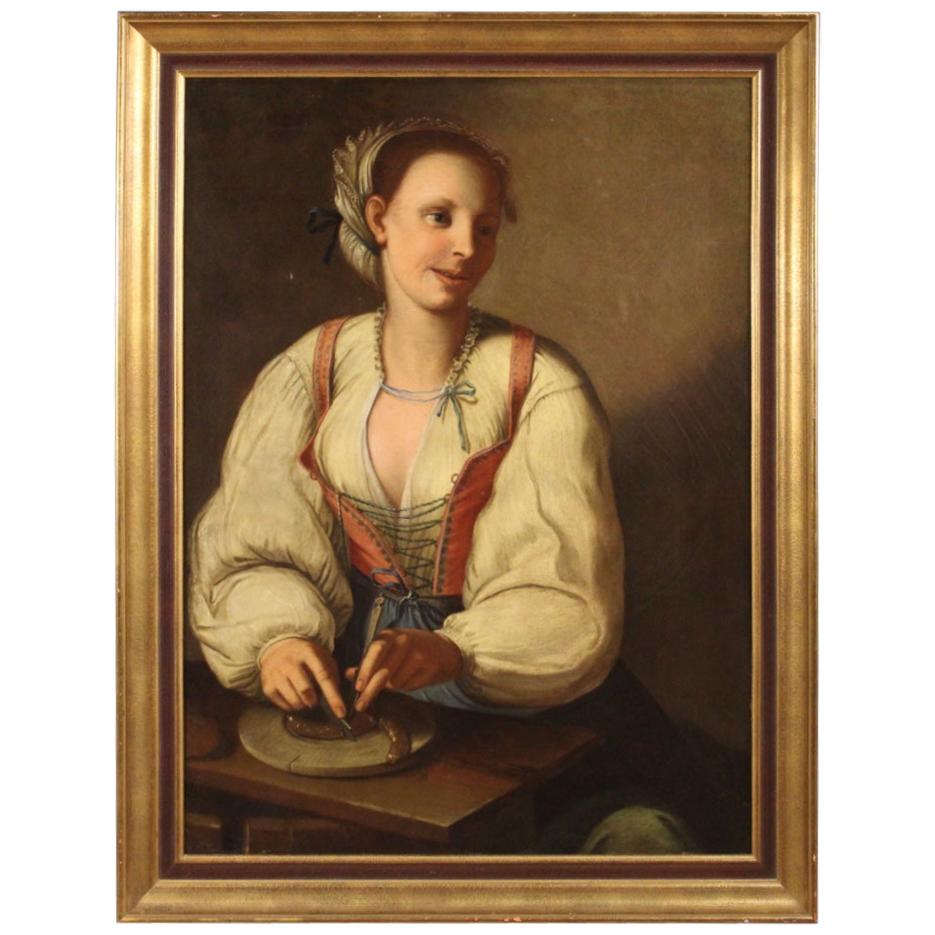 18th Century Oil on Canvas Italian Portrait Painting, 1780