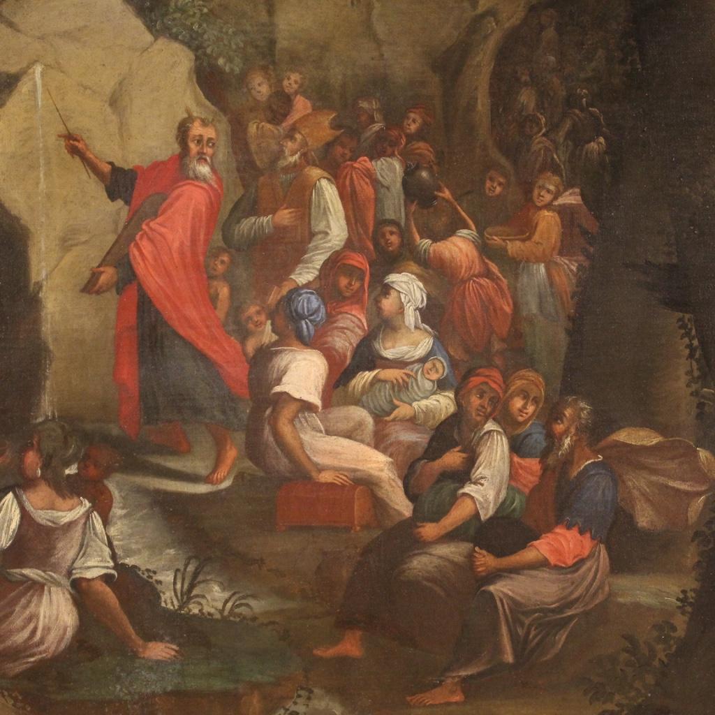 Oiled 18th Century Oil on Canvas Italian Religious Antique Painting, 1730