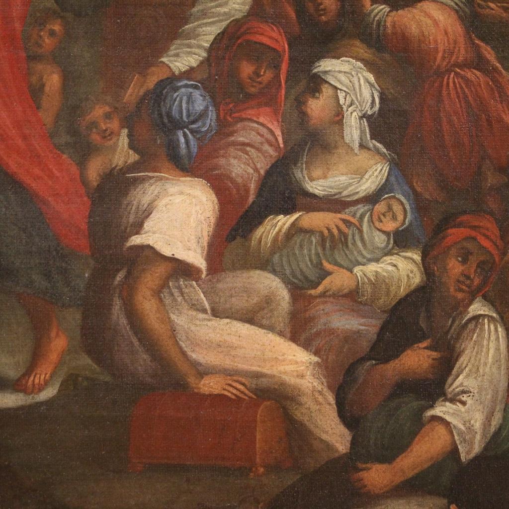 Toile Huile sur toile italienne religieuse ancienne du 18ème siècle, 1730 en vente