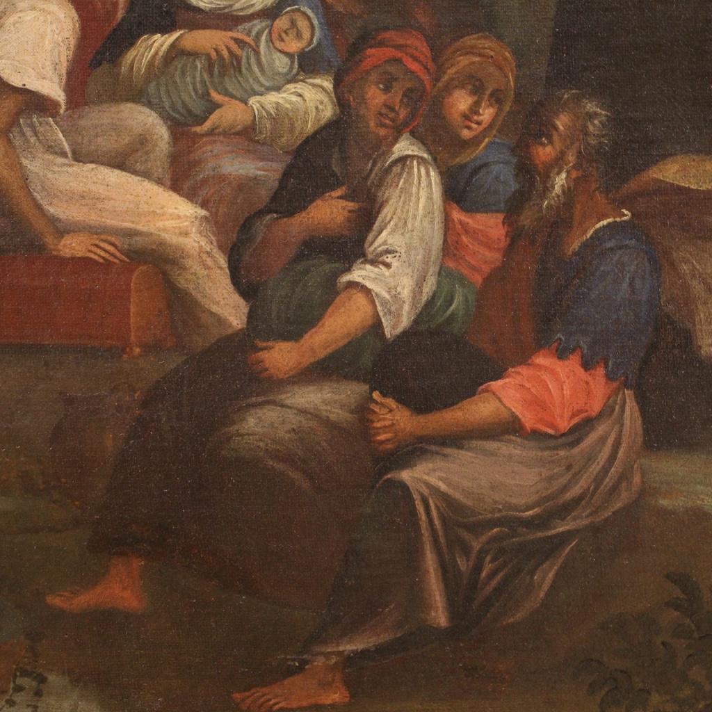 Huile sur toile italienne religieuse ancienne du 18ème siècle, 1730 en vente 1