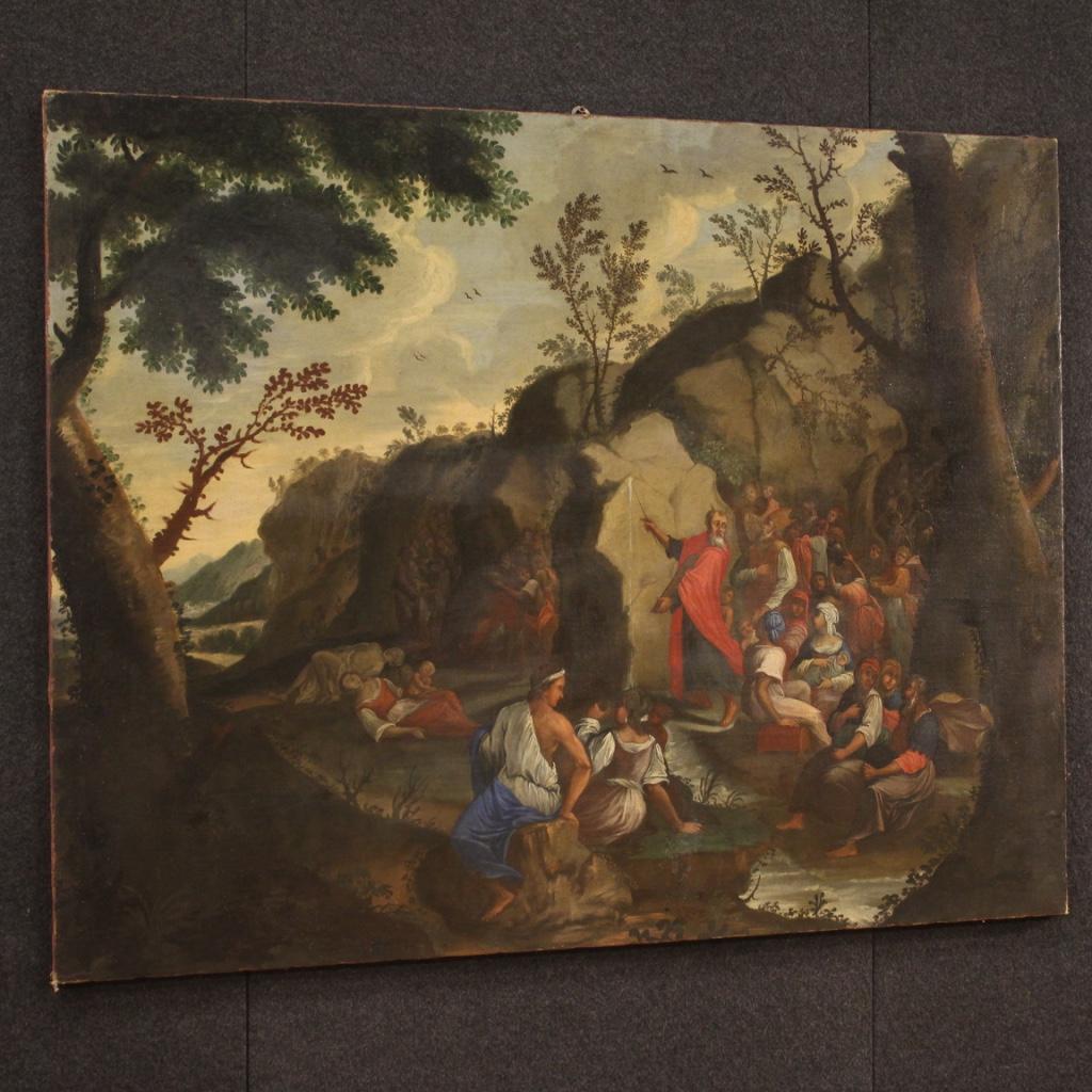 Huile sur toile italienne religieuse ancienne du 18ème siècle, 1730 en vente 2