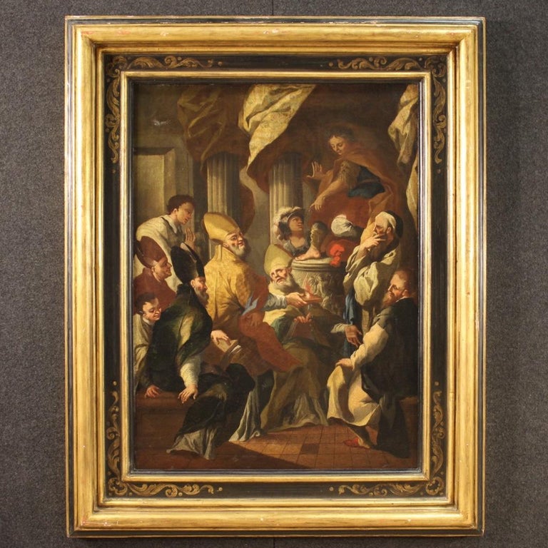 18th Century Oil on Canvas Italian Religious Antique Painting, 1780 In Good Condition In Vicoforte, Piedmont