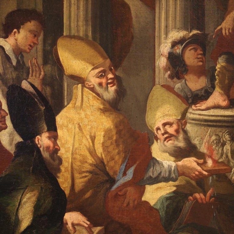 18th Century Oil on Canvas Italian Religious Antique Painting, 1780 5