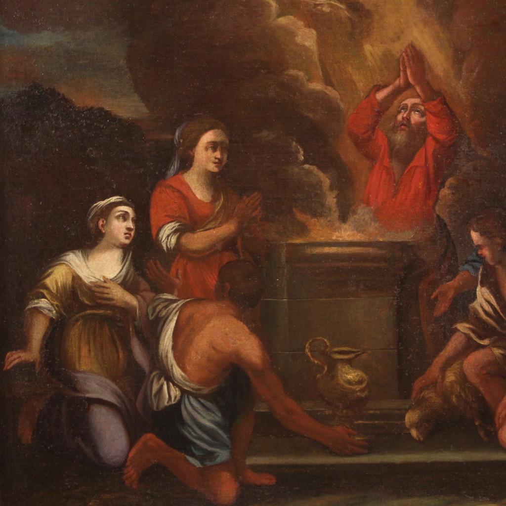 18th Century Oil on Canvas Italian Religious Antique Painting the Sacrifice 1720 For Sale 2