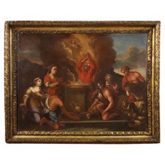 18th Century Oil on Canvas Italian Religious Antique Painting the Sacrifice 1720