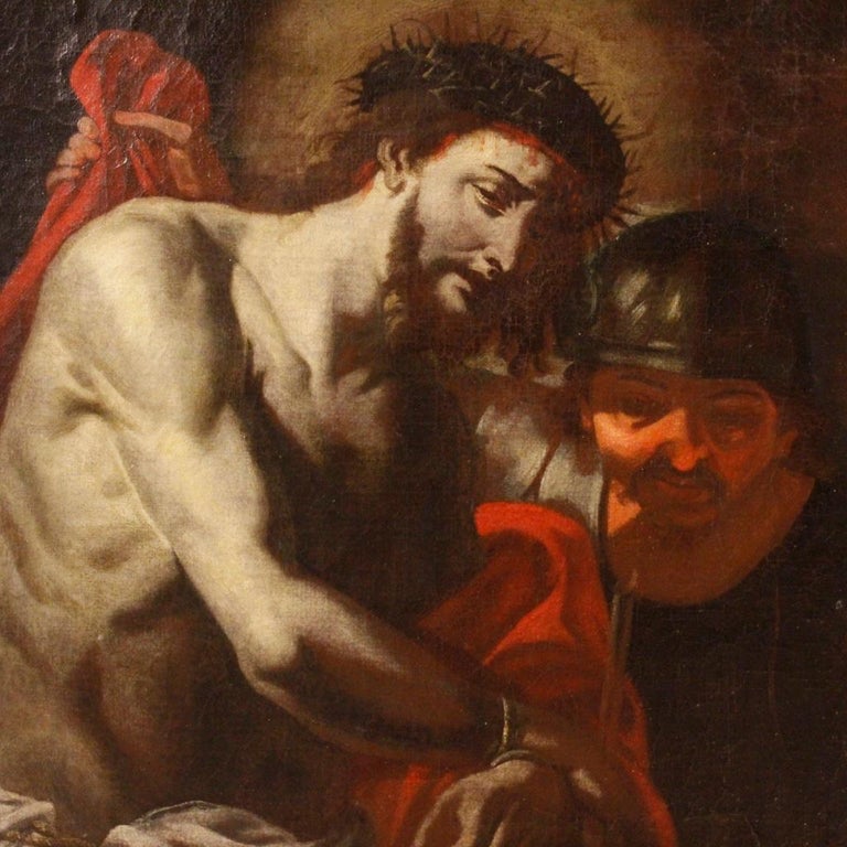 18th Century Oil on Canvas Italian Religious Ecce Homo Christ Painting ...