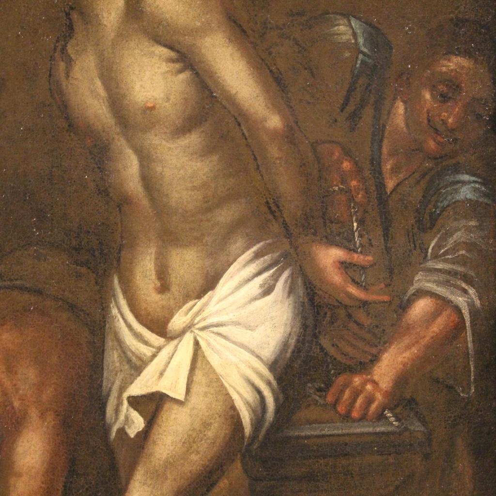 18. Jahrhundert Öl auf Leinwand Italienisch religiöse Malerei Christus an der Säule, 1720 im Zustand „Gut“ im Angebot in Vicoforte, Piedmont
