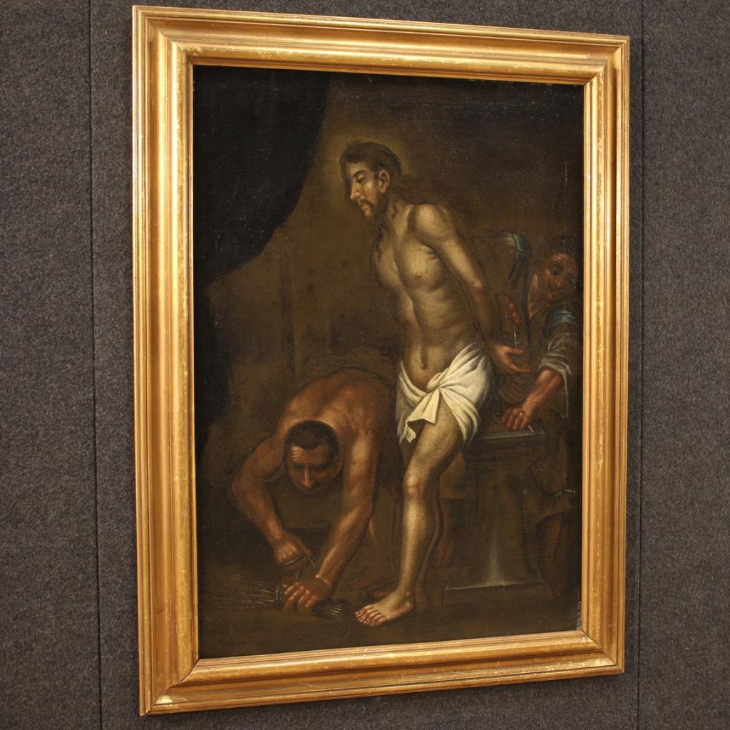 huile sur toile du XVIIIe siècle Peinture religieuse italienne Le Christ à la colonne, 1720 en vente 2
