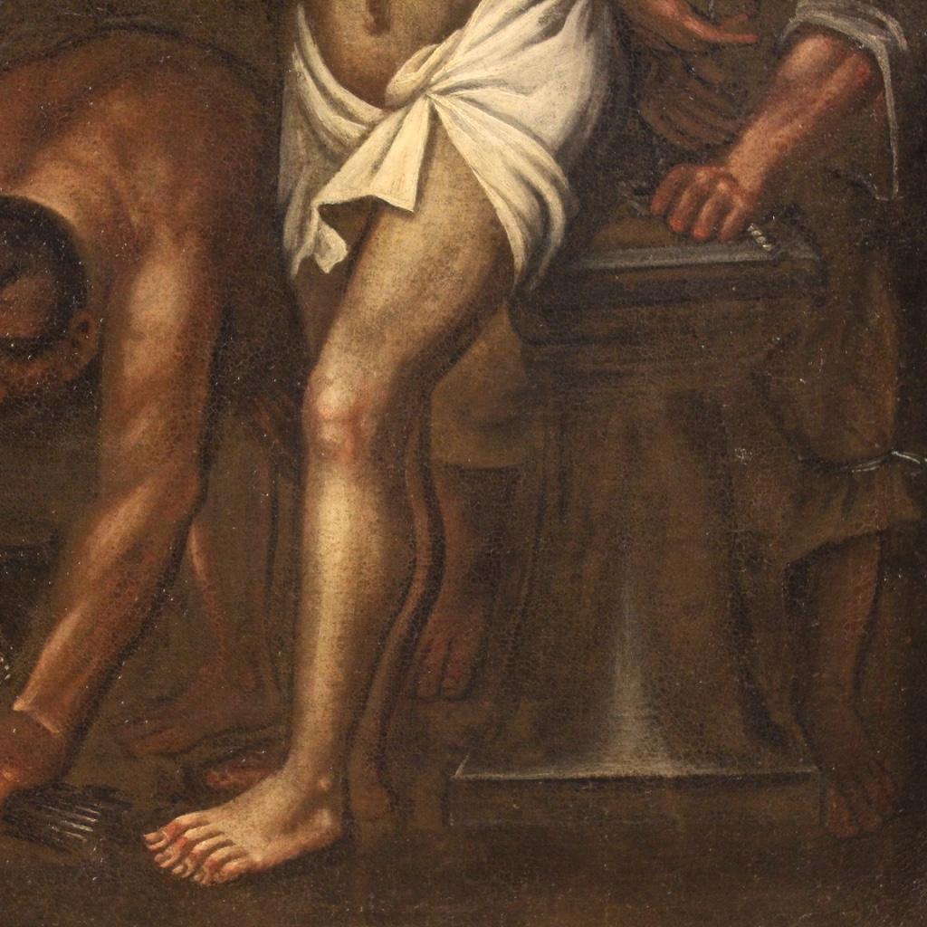 18. Jahrhundert Öl auf Leinwand Italienisch religiöse Malerei Christus an der Säule, 1720 im Angebot 4