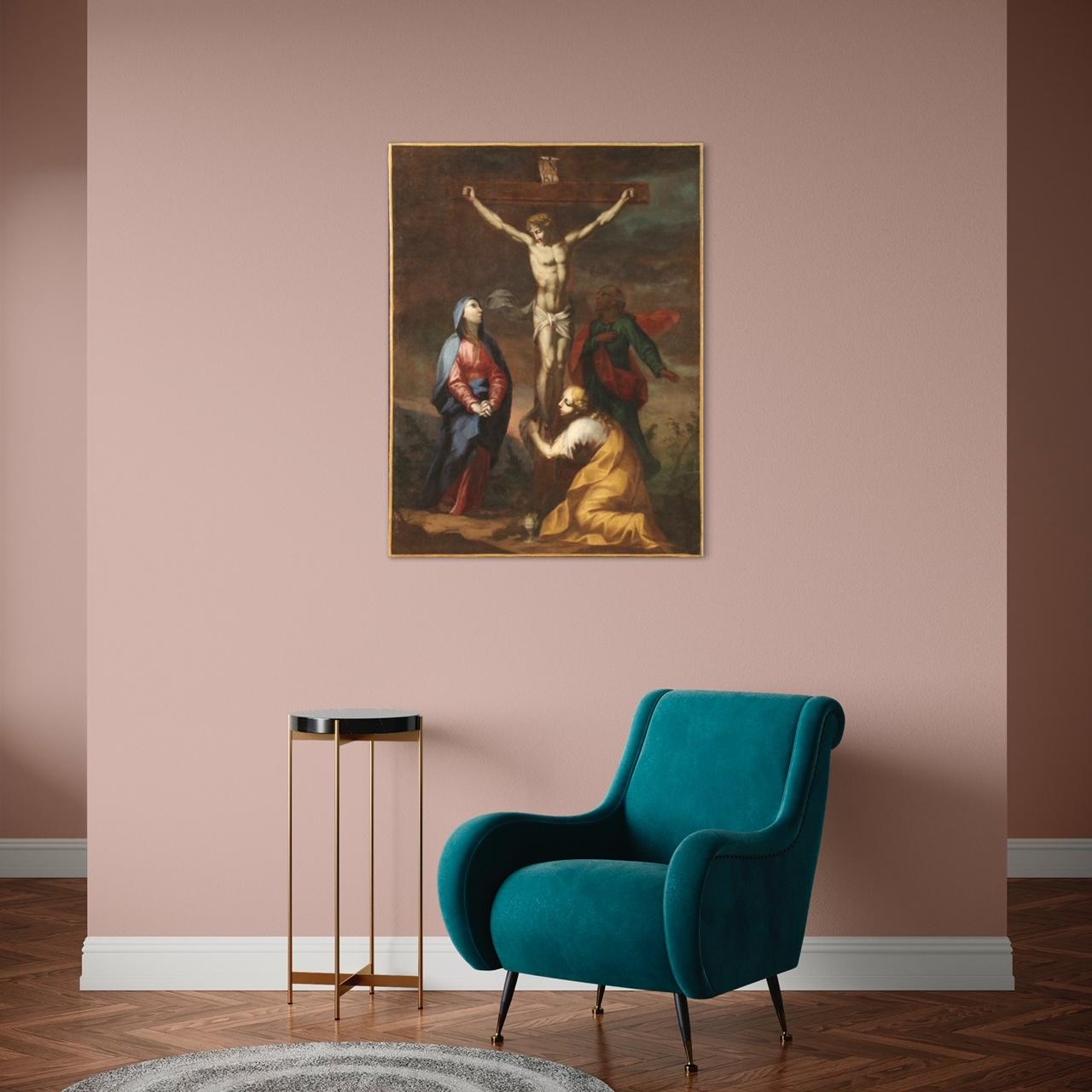 18th Century Oil On Canvas Italian Religious Painting Crucifixion, 1740 For Sale 9