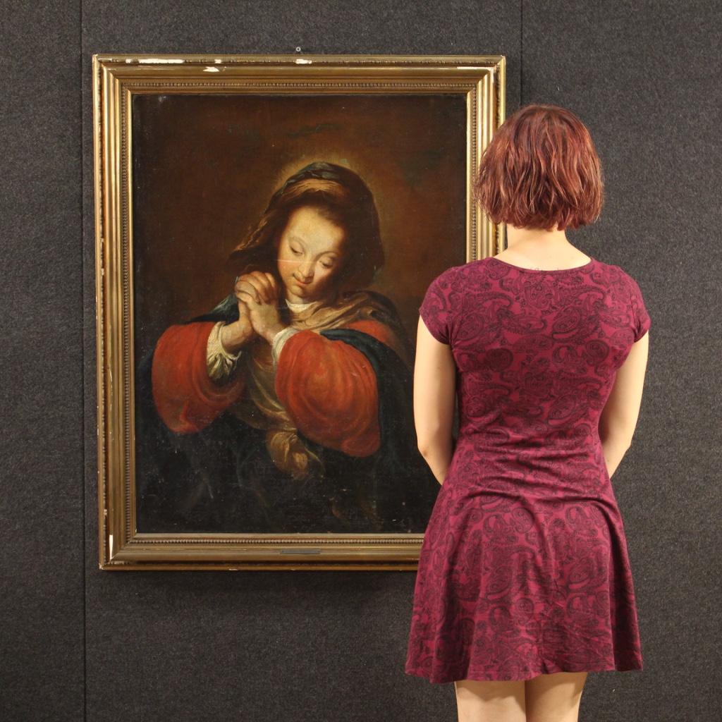 18th Century Oil on Canvas Italian Religious Painting Depicting Virgin, 1700 8