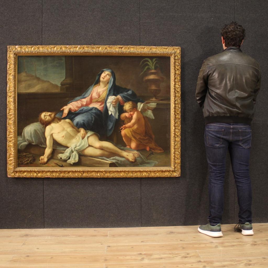 18th Century Oil on Canvas Italian Religious Painting Deposition of Christ, 1760 8