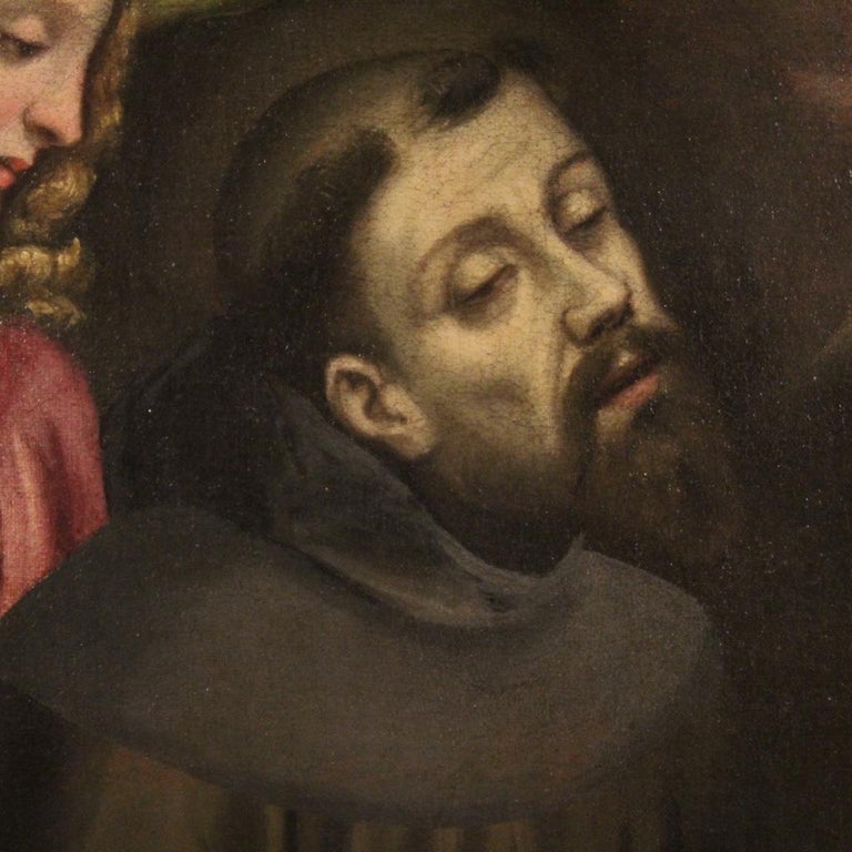 18th Century Oil on Canvas Italian Religious Painting Ecstasy of Saint