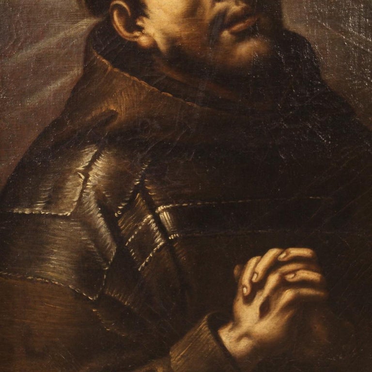 18th Century Oil on Canvas Italian Religious Painting Ecstasy of Saint