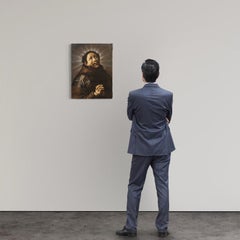 18th Century Oil on Canvas Italian Religious Painting Ecstasy Saint Francis