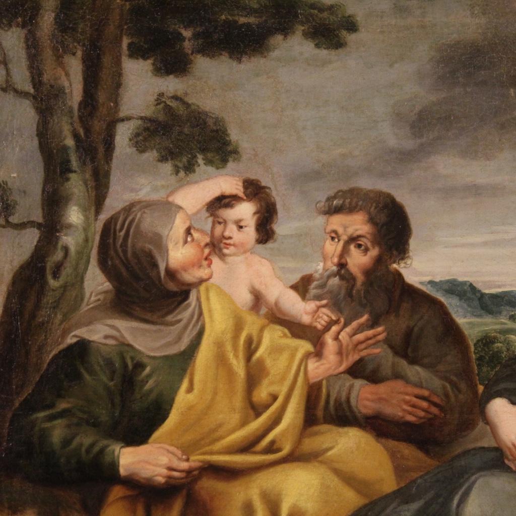 18th Century Oil on Canvas Italian Religious Painting Holy Family, 1720 6