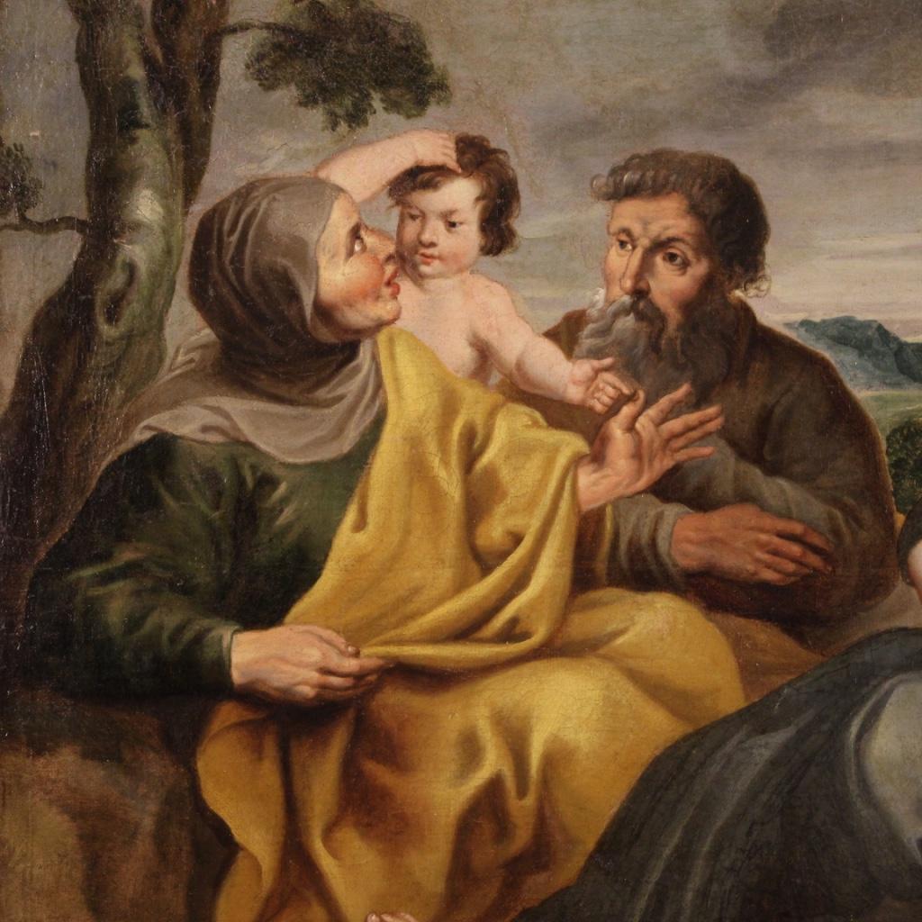 18th Century Oil on Canvas Italian Religious Painting Holy Family, 1720 1
