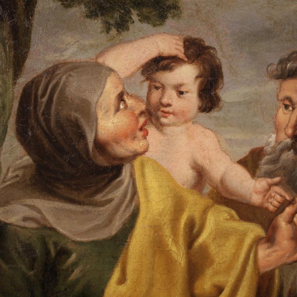 18th Century Oil on Canvas Italian Religious Painting Holy Family, 1720 4