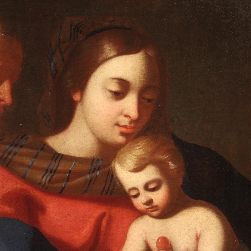 18th Century Oil on Canvas Italian Religious Painting Holy Family, 1760 For Sale 3