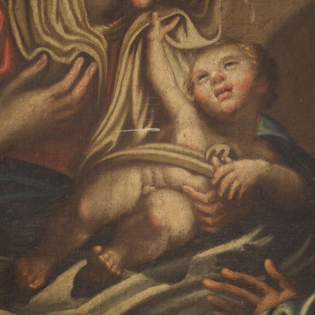 18th Century Oil on Canvas Italian Religious Painting Holy Family, 1780 1