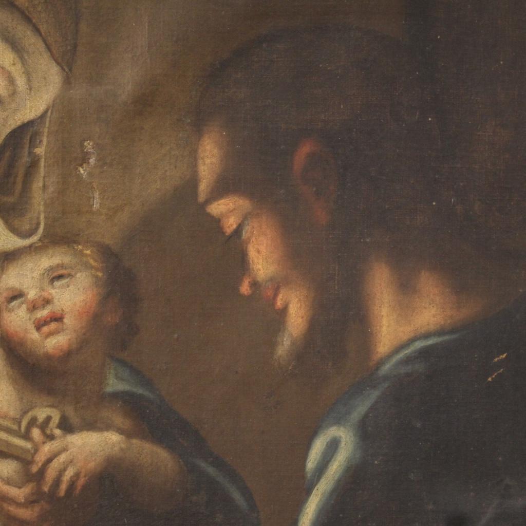 18th Century Oil on Canvas Italian Religious Painting Holy Family, 1780 3