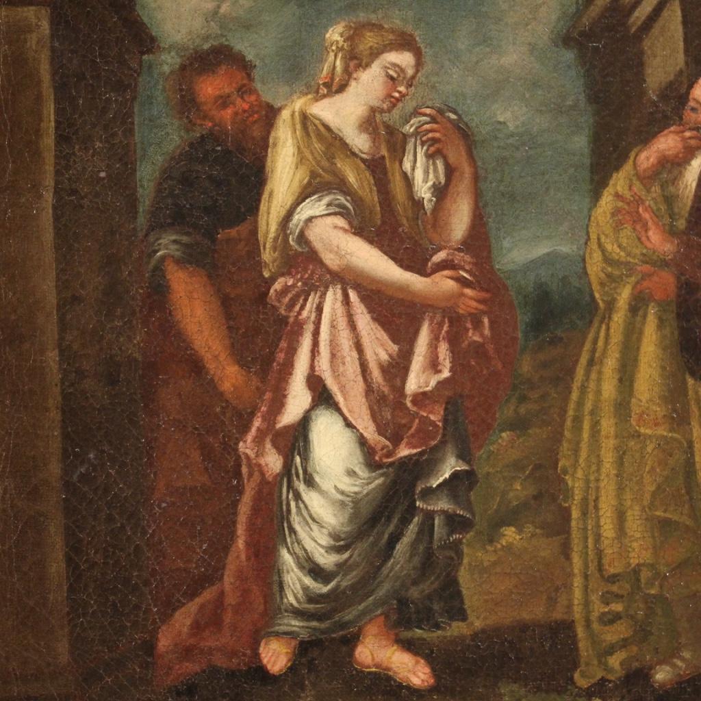 18th Century Oil on Canvas Italian Religious Painting Judgment of Susanna, 1750 1