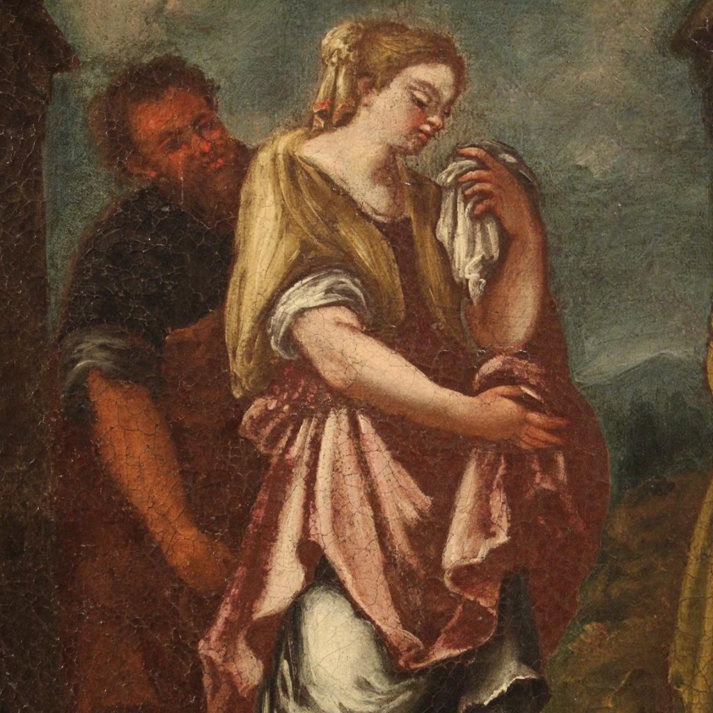 18th Century Oil on Canvas Italian Religious Painting Judgment of Susanna, 1750 4
