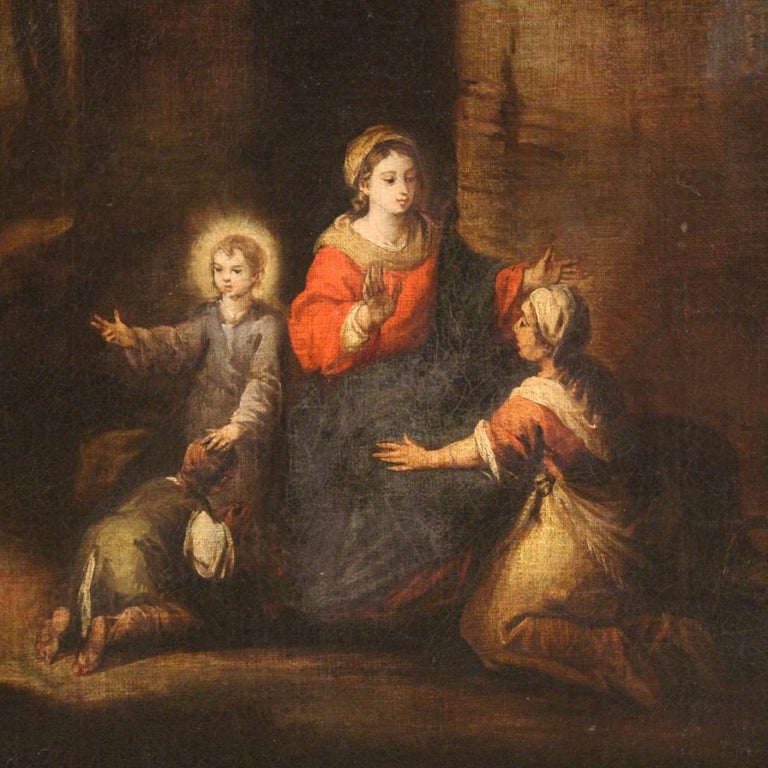 18th Century Oil on Canvas Italian Religious Painting Madonna and Child ...