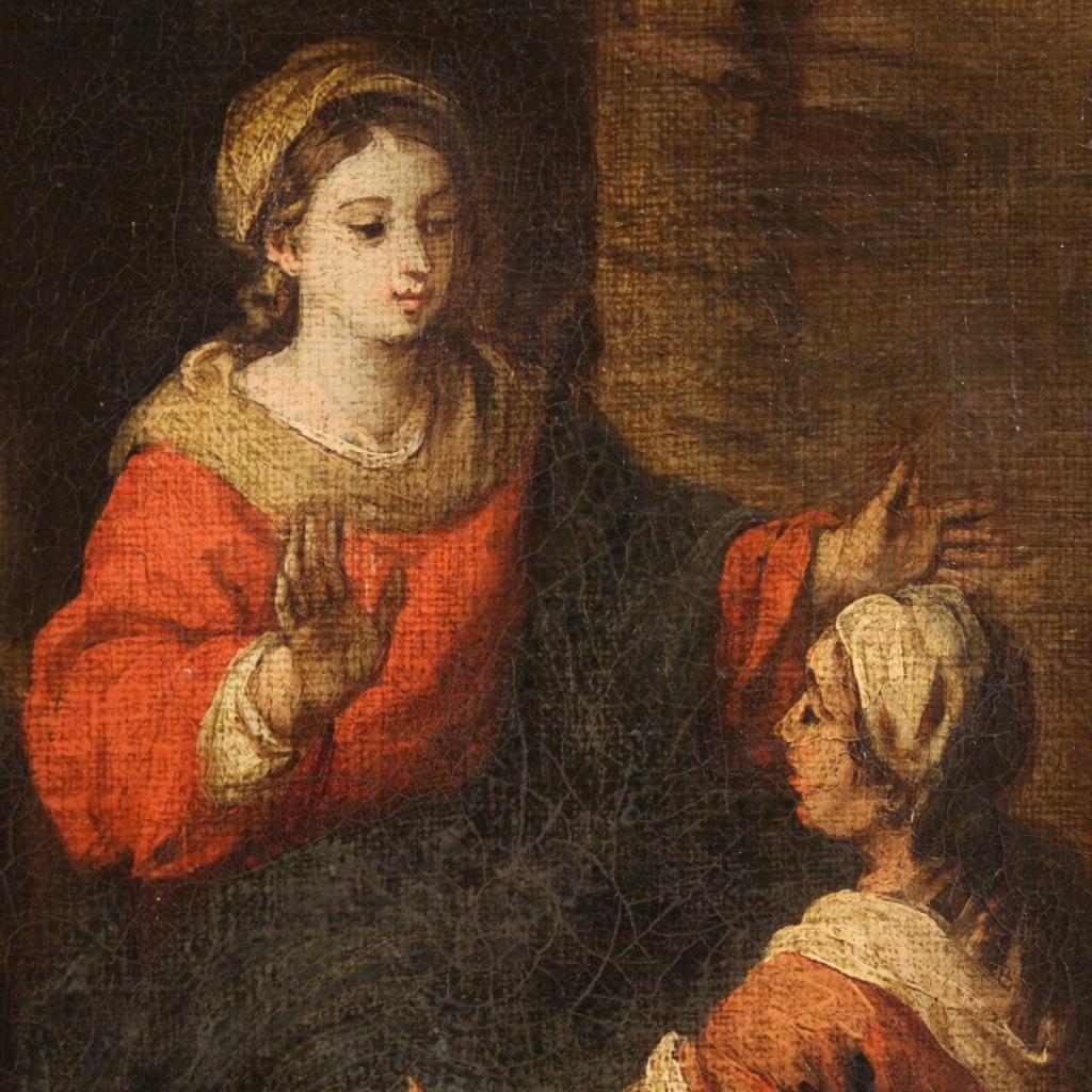 18th Century Oil on Canvas Italian Religious Painting Madonna and Child, 1710 3