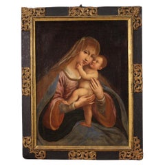 18th Century Oil on Canvas Italian Religious Painting Madonna with Child, 1740