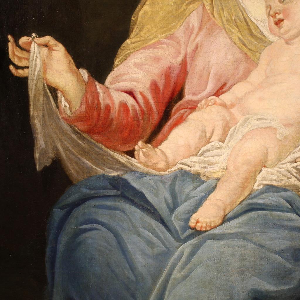 18th Century Oil on Canvas Italian Religious Painting Madonna with Child, 1750 im Angebot 4