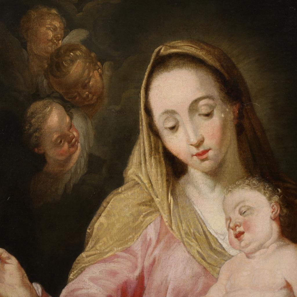18th Century Oil on Canvas Italian Religious Painting Madonna with Child, 1750 im Angebot 5