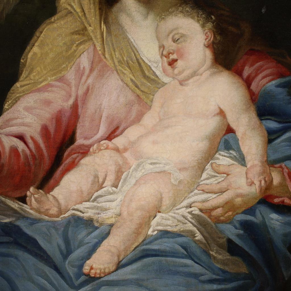 18th Century Oil on Canvas Italian Religious Painting Madonna with Child, 1750 im Angebot 6