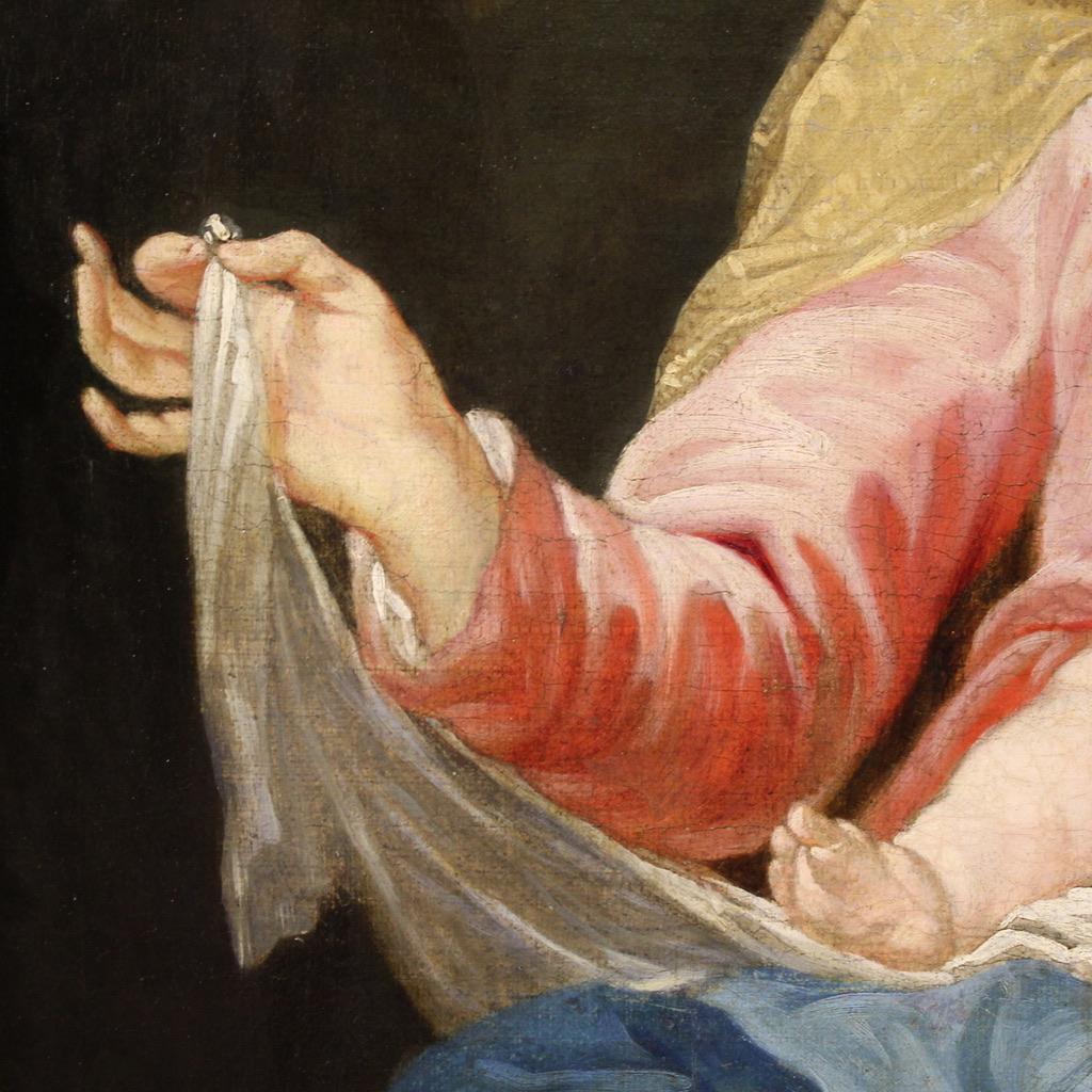 18th Century Oil on Canvas Italian Religious Painting Madonna with Child, 1750 (Mid-18th Century) im Angebot