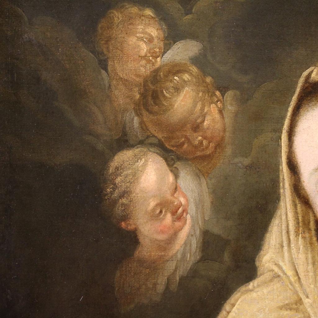 18th Century Oil on Canvas Italian Religious Painting Madonna with Child, 1750 (Leinwand) im Angebot