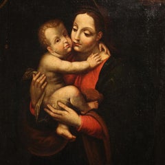 18th Century Oil on Canvas Italian Religious Painting Madonna with Child, 1770