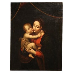 18th Century Oil on Canvas Italian Religious Painting Madonna with Child, 1770