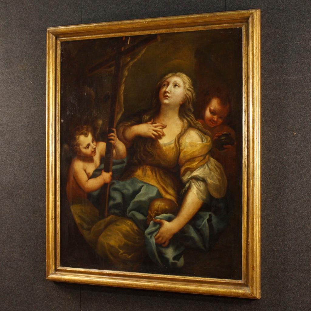 18th Century Oil on Canvas Italian Religious Painting Magdalene, 1720 6