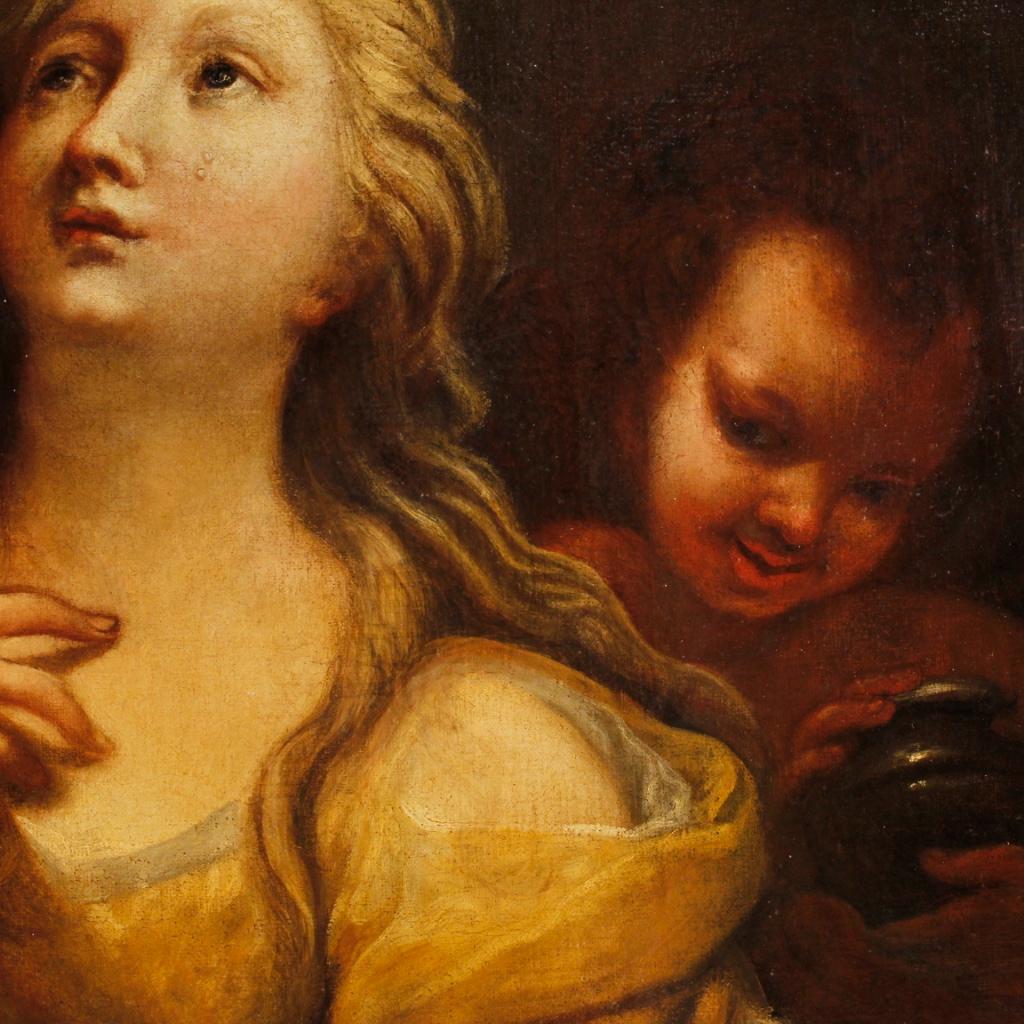 18th Century Oil on Canvas Italian Religious Painting Magdalene, 1720 4